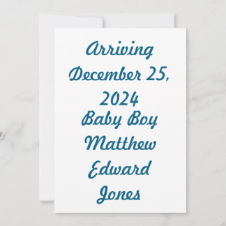 Classic Blue Baby Boy Stork Announcement Card 招待状
