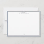 Classic Blue Border Monogram Stationery Note Card 招待状 (正面)