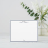 Classic Blue Border Monogram Stationery Note Card 招待状 (スタンド正面)