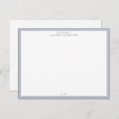Classic Blue Border Monogram Stationery Note Card 招待状 (正面/裏面)