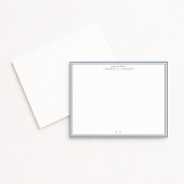 Classic Blue Border Monogram Stationery Note Card 招待状