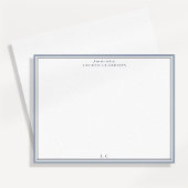 Classic Blue Border Monogram Stationery Note Card 招待状