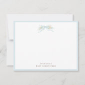 Classic Blue Bow Nursery Note Card – Personalized ノートカード (正面)
