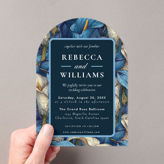 Classic Blue Calla Lilies Accent Wildflower Weddin アクリル招待状 (インサイチュ (ポータブル))