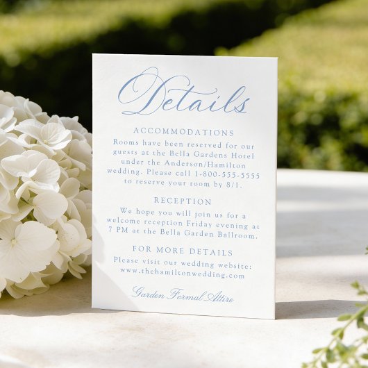 Classic Blue Calligraphy Wedding Details エンクロージャーカード