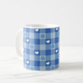 Classic Blue Checkered Coffee Mug コーヒーマグカップ (正面左)