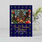 Classic Blue Christmas Greeting Photo 箔シーズンカード (立ち正面)