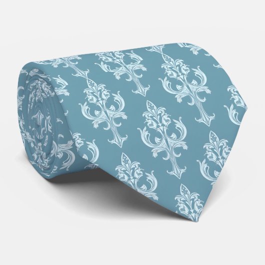 Classic Blue Damask Victorian Ornamental Pattern ネクタイ (ロール)