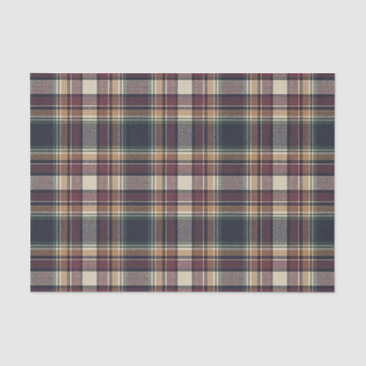 Classic Blue Dark Green Red Plaid Pattern Holiday 薄葉紙 (正面)