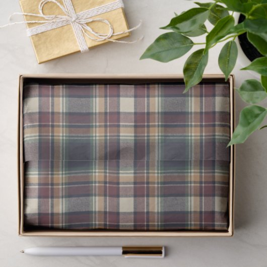 Classic Blue Dark Green Red Plaid Tissue Paper 薄葉紙 (ギフト)