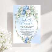 Classic Blue Floral Eucalyptus Sweet 16 Invitation 招待状