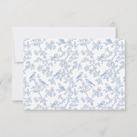 Classic Blue Floral Toile QR code RSVP (裏面)