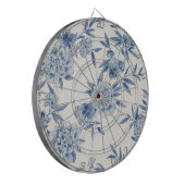 Classic Blue Floral Toile Watercolor Pattern White ダーツボード (正面左)