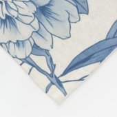 Classic Blue Floral Toile Watercolor Pattern White フリースブランケット (角)
