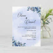 Classic Blue Floral Wedding Invitation 招待状 (スタンド正面)