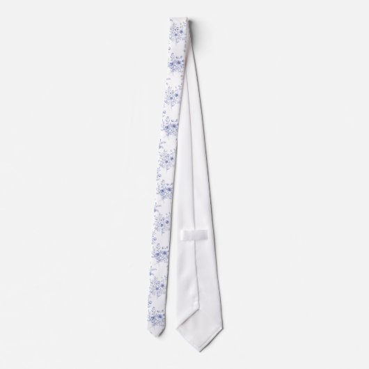 Classic Blue Flowers Pattern French blue toile ネクタイ (裏面)