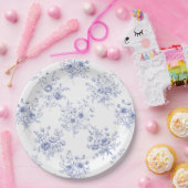 Classic Blue Flowers Pattern French blue toile ペーパープレート (パーティー)