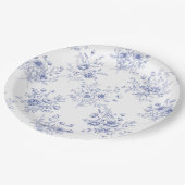 Classic Blue Flowers Pattern French blue toile ペーパープレート (アングル)