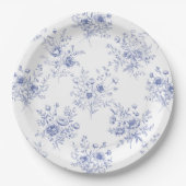 Classic Blue Flowers Pattern French blue toile ペーパープレート (正面)