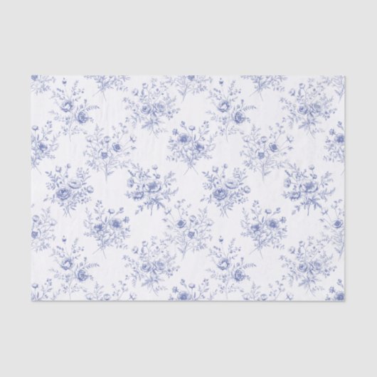Classic Blue Flowers Pattern French blue toile  薄葉紙 (正面)