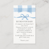 Classic Blue Gingham Books For Baby Boy Shower エンクロージャーカード (正面)