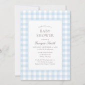 Classic Blue Gingham Boy Baby Shower 招待状 (正面)