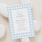 Classic Blue Gingham Boy Baby Shower 招待状