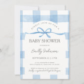 Classic Blue Gingham Boy Baby Shower 招待状 (正面)