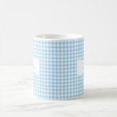 Classic Blue Gingham Personalized Name コーヒーマグカップ (中央)