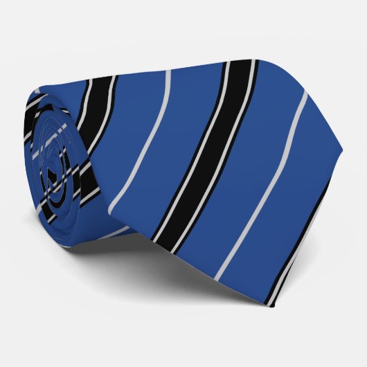 Classic Blue Grey Black Regimental Stripes Pattern ネクタイ (ロール)