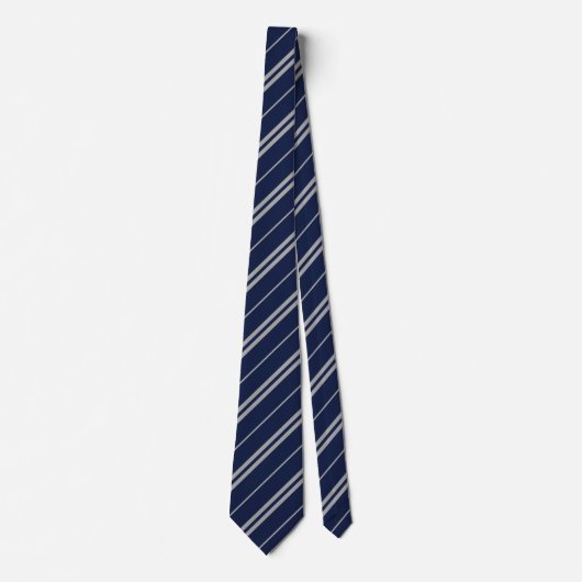 Classic Blue Grey School Stripes Pattern ネクタイ (正面)