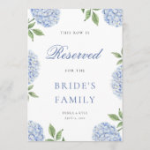 Classic Blue Hydrangea Border Reserved Row Card 招待状 (裏面)