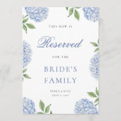 Classic Blue Hydrangea Border Reserved Row Card 招待状 (正面)