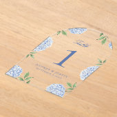 Classic Blue Hydrangea Flower Acrylic Table Number アクリル招待状 (レイダウン)