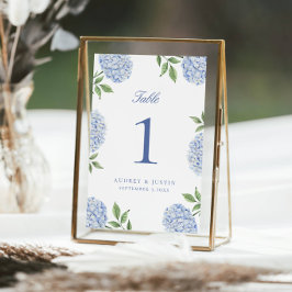 Classic Blue Hydrangea Flower Large Table Number サンキューカード