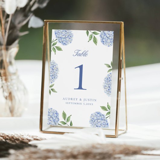 Classic Blue Hydrangea Flower Large Table Number サンキューカード
