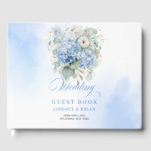 Classic blue hydrangea in gold wedding guest book ゲストブック (正面)