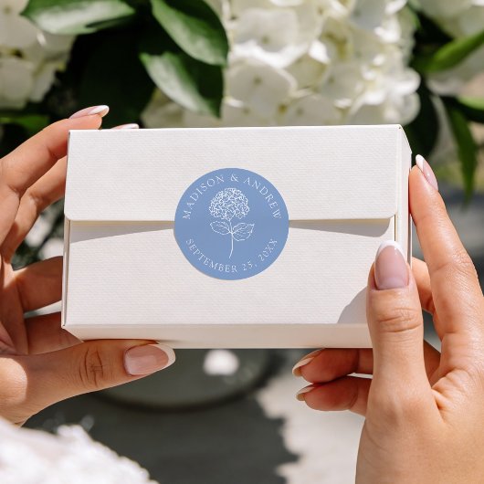 Classic Blue Hydrangea Personalized Wedding ラウンドシール