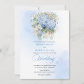 Classic Blue Hydrangea Watercolor Wedding Invitе 招待状 (正面)