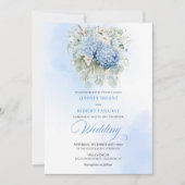Classic Blue Hydrangea Watercolor Wedding Invite 招待状 (正面)