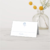 Classic Blue Hydrangea Wedding プレイスカード (正面)