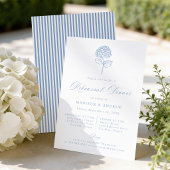 Classic Blue Hydrangea Wedding Rehearsal Dinner 招待状