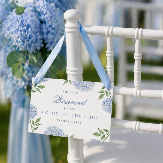 Classic Blue Hydrangea Wedding Reserved Seat Card 招待状
