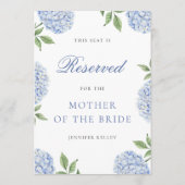 Classic Blue Hydrangea Wedding Reserved  Seat Card 招待状 (裏面)