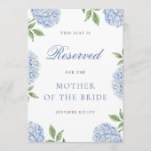 Classic Blue Hydrangea Wedding Reserved  Seat Card 招待状 (正面)
