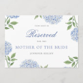 Classic Blue Hydrangea Wedding Reserved Seat Card 招待状 (裏面)