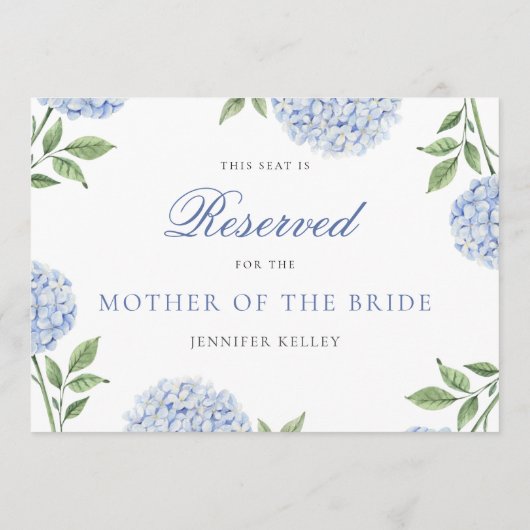 Classic Blue Hydrangea Wedding Reserved Seat Card 招待状 (裏面)