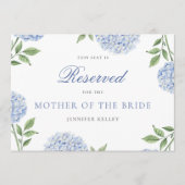 Classic Blue Hydrangea Wedding Reserved Seat Card 招待状 (正面)