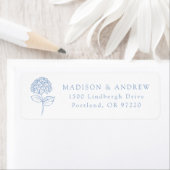 Classic Blue Hydrangea Wedding Return Address ラベル (インサイチュ)