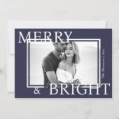 Classic Blue Merry & Bright Bold Snowflake Photo シーズンカード (正面)